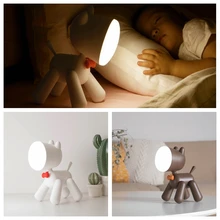 Вращающаяся Настольная лампа с изображением щенка из мультфильма, зарядка через usb, милая настольная лампа, ночной Светильник для сна ребенка