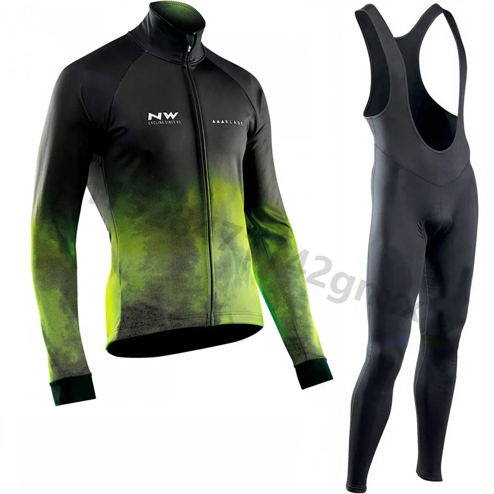 

NW 2019 New Spring Cycling Jersey Set Breathable Pro Team Racing Outdoor Sport Bicycle Jerseys Mens Long Sleeve Cycling Clothing