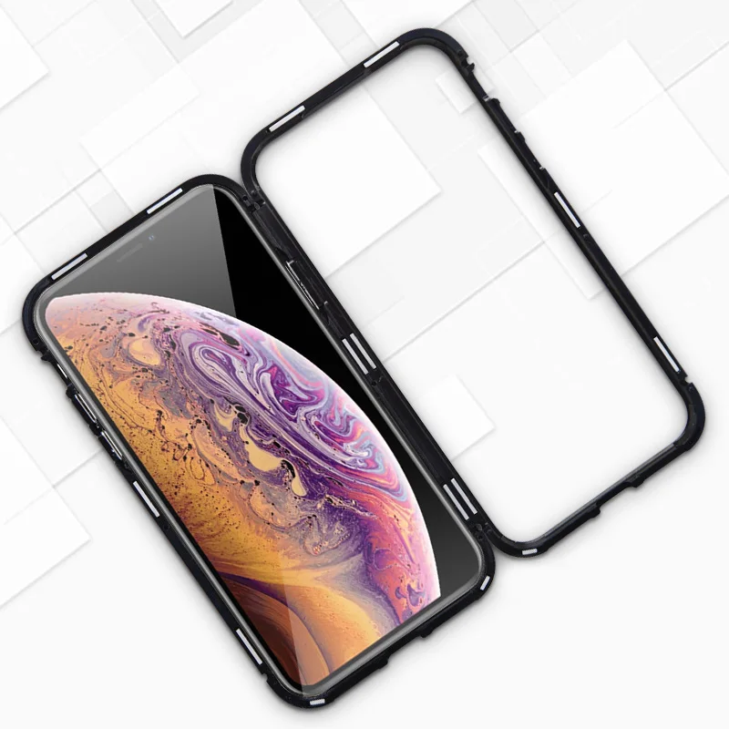 Популярный металлический магнитный чехол для iPhone XR XS MAX X 8 Plus 7 10, чехол из закаленного стекла с магнитом для iPhone 7, 6, 6 s Plus, чехол