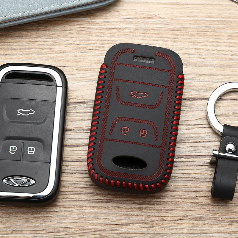 

luckeasy leather key cover for CHERY TIGGO 8 2018 3 5 Chery ARRIZO 3 7 Chery E3 E5 Bonus Car Key bag/case wallet holder key2y