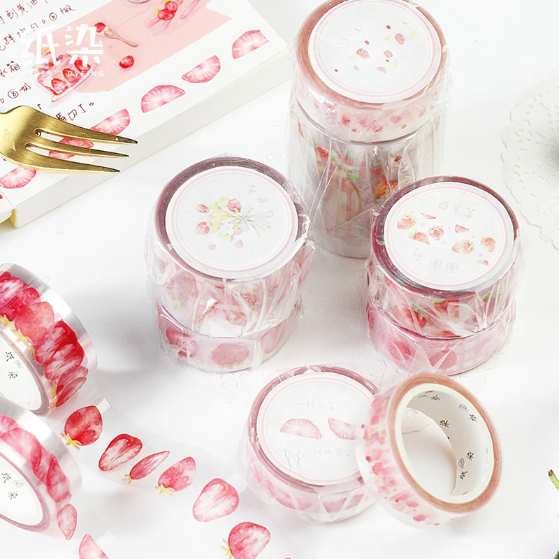 

Fresh Sweet Strawberry Series decoration washi tape DIY planner scrapbooking masking tape escolar kawaii
