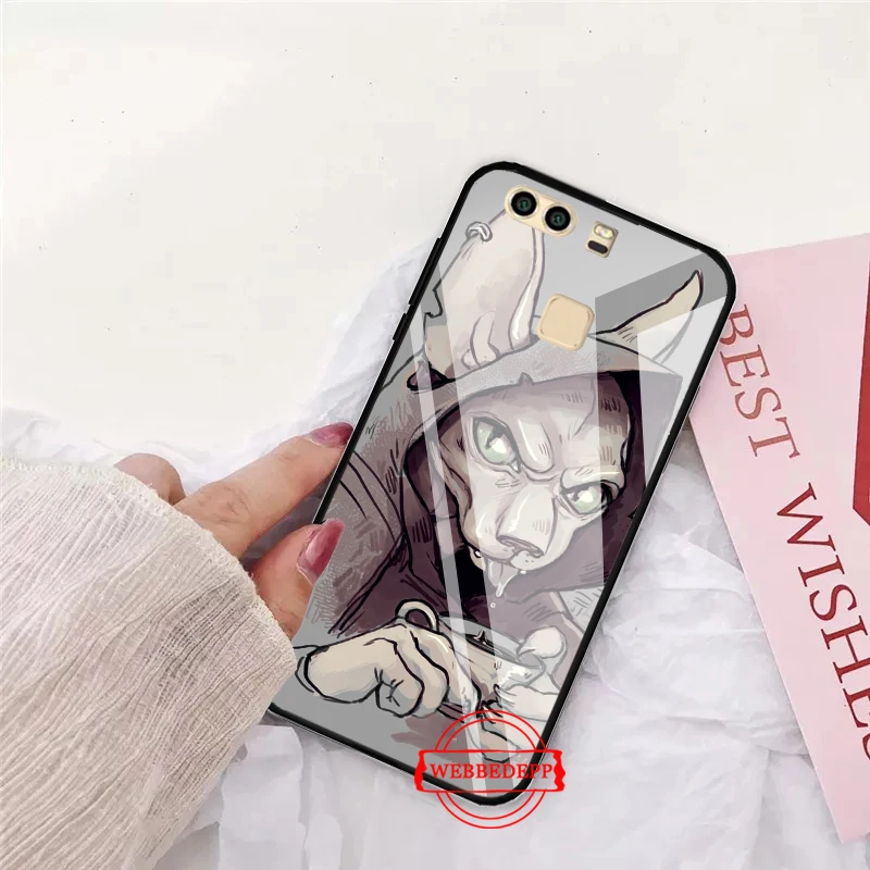 Стеклянный чехол с татуировкой Сфинкса кота для Huawei P10 lite P20 Pro P30 P Smart honor 7A 8X 9 10 Y6 Mate
