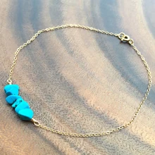 Blue Stone Gold Anklet, Simple Anklet, Delicate Gold Anklet, JK122