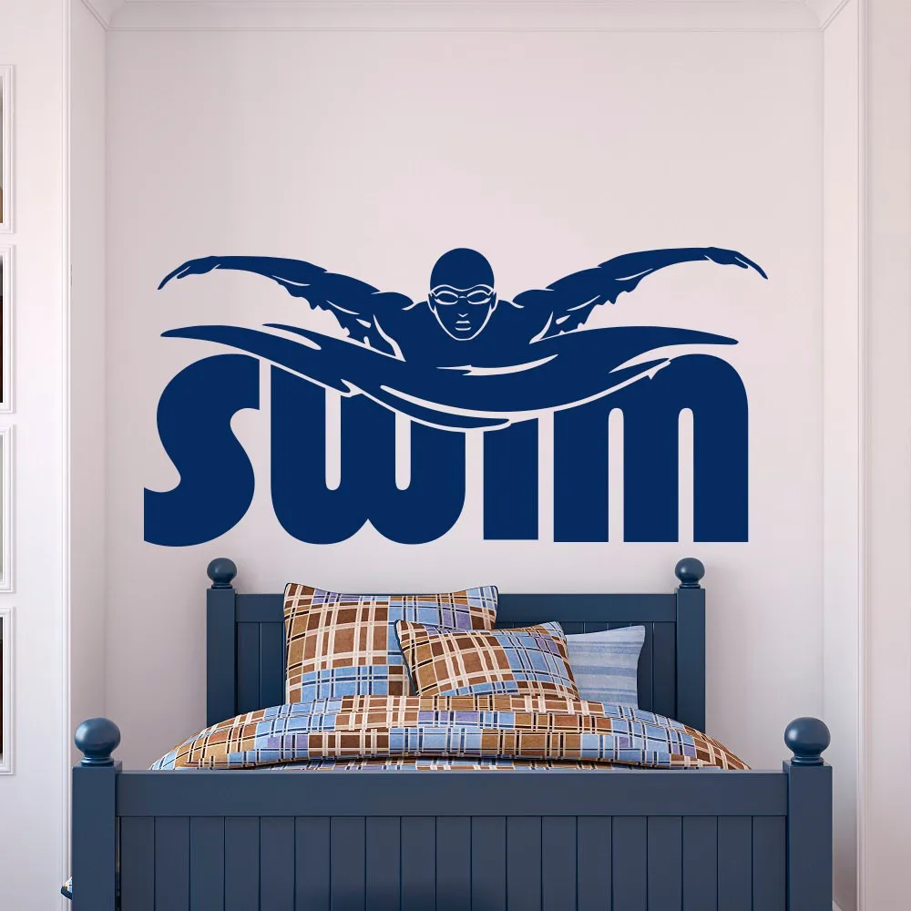 Gym Sports Wall Decal Stickers Swim Swimming Pool Swimmer Gift Home