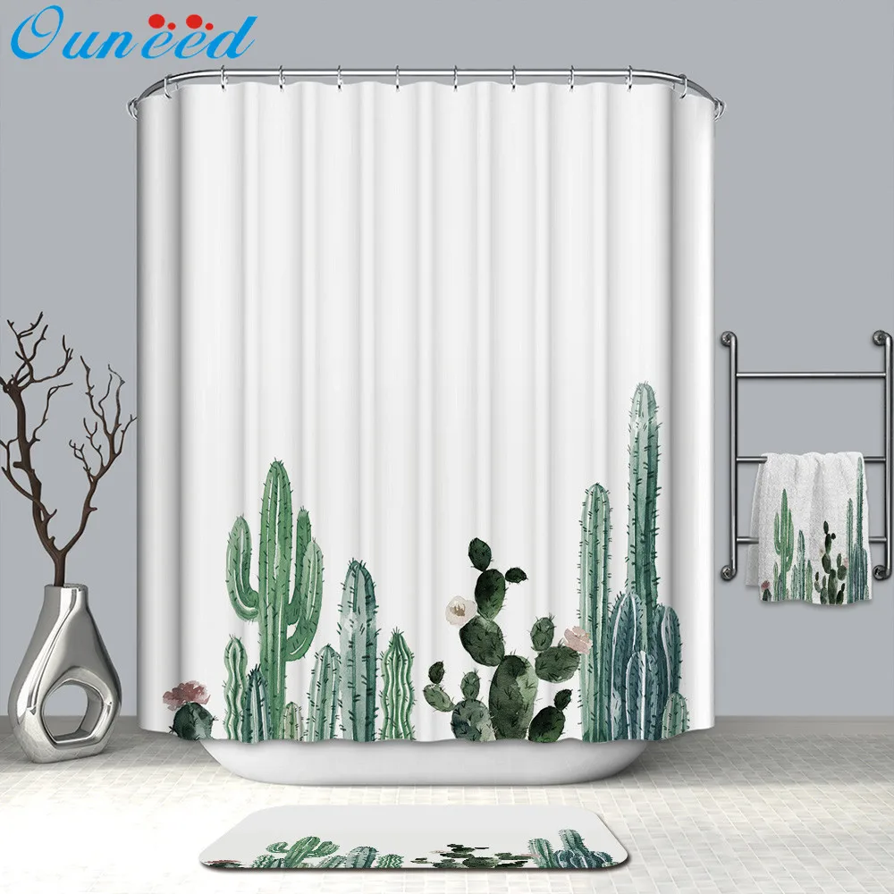 Ouneed занавеска для душа @ Cute cactus шаблон 12 крючков цифровая печать
