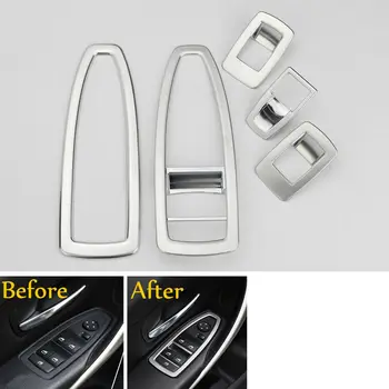 

BBQ@FUKA 5Pcs Silver/Blue/Red Car Window Lift Button Decoration Cover Styling Sticker Fit For BMW 1 /3 series 320li 116i 2013-16