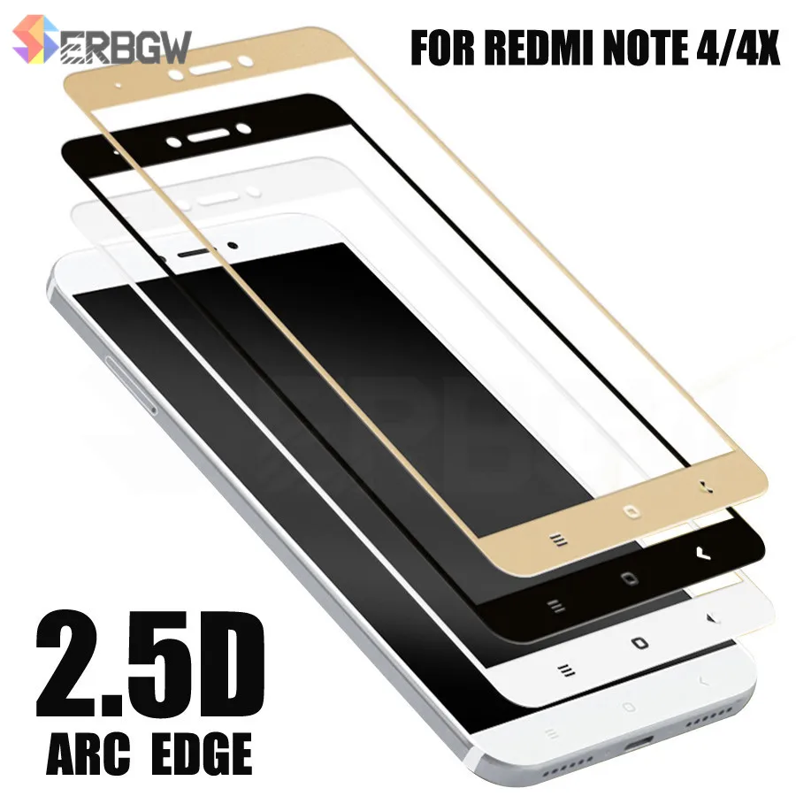 

2.5D Full Cover Tempered Glass For Xiaomi Redmi Note 4 4X Redmi Note4 Pro Note 4X Global Version Screen Protector Toughened Film