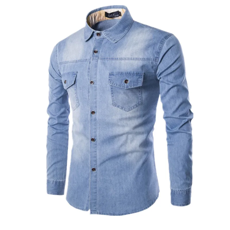 mens fitted denim shirt