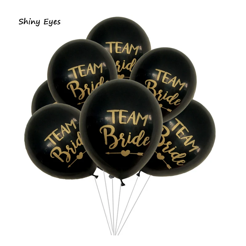 

Shiny Eyes 10pcs Team Bride Wedding Party Pattern Latex Balloons Confetti Balloons Hen Night Bachelorette Party Decorations