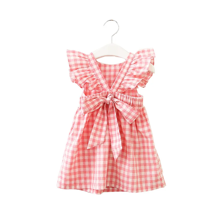 Sleeveless Kids Toddler Girl Dresses Cotton Linen Backless Princess Dress