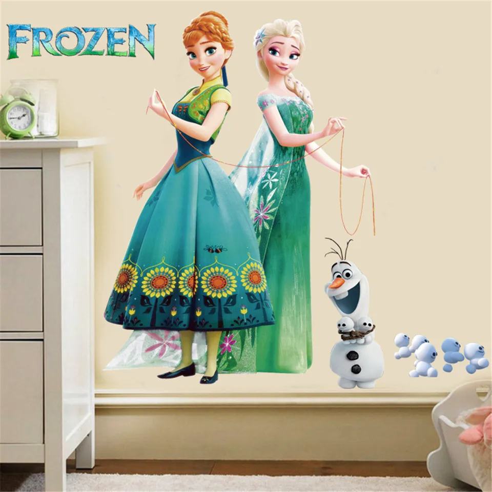 Buy Princess Elsa Wall Stickers For Kids Girl Bedroom Snow Queen Anna Decal PVC