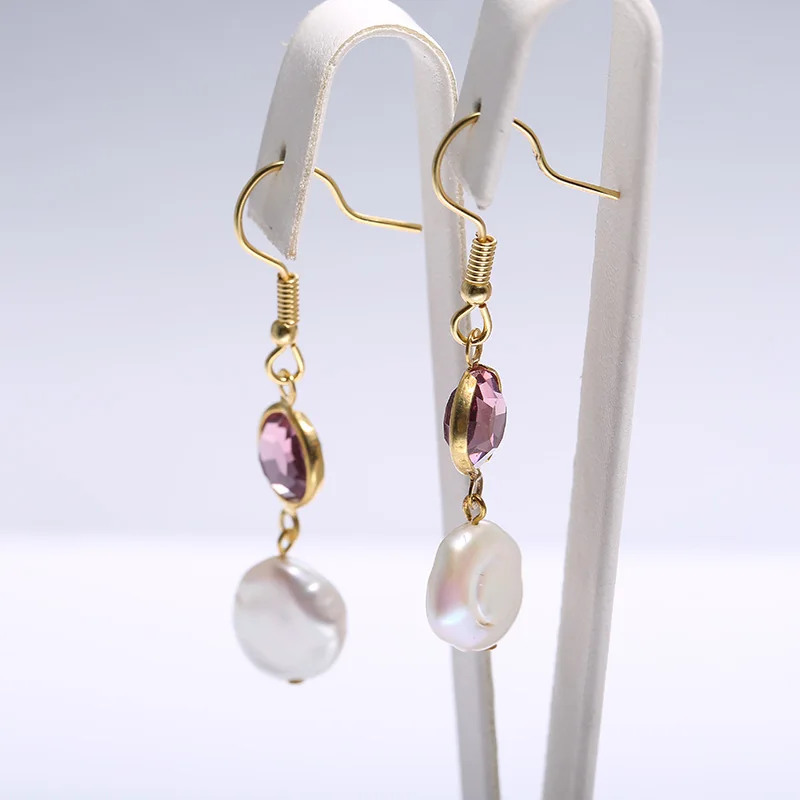 10-11mm Keshi Pearl Earrings Amethyst Dangle Earrings French Hook 925 Silver Earrings Trendy Jewelry For Women Fine Jewelry