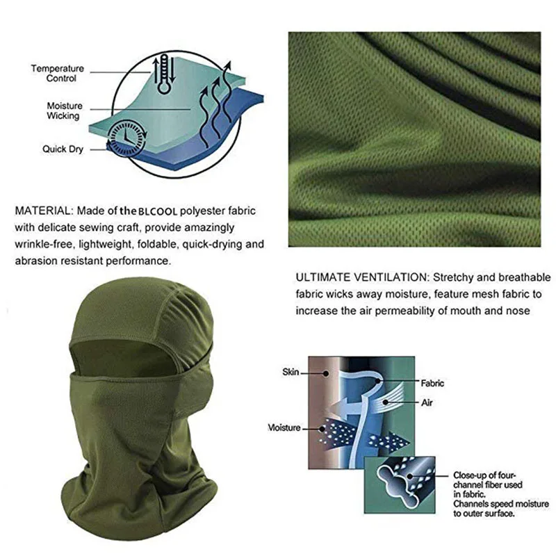 Маска для лица для мужчин и женщин ветрозащитный Лыжная маска дышащий материал, впитывающий влагу тактическая Балаклава летний солнцезащитный капюшон для спорта на открытом воздухе Велоспорт