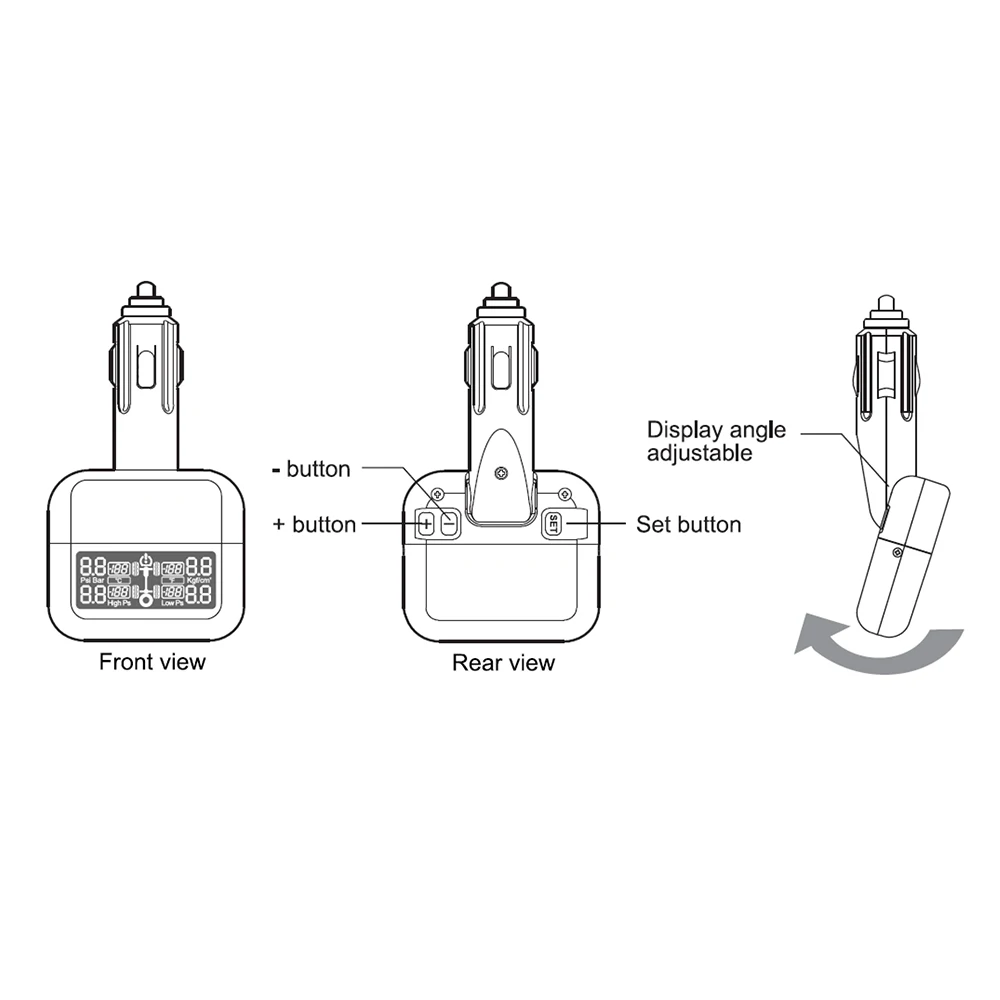 Steelmate TP-03S TPMS система контроля давления в шинах с регулируемым ЖК-дисплеем прикуриватель 4 клапана-колпачок внешние датчики