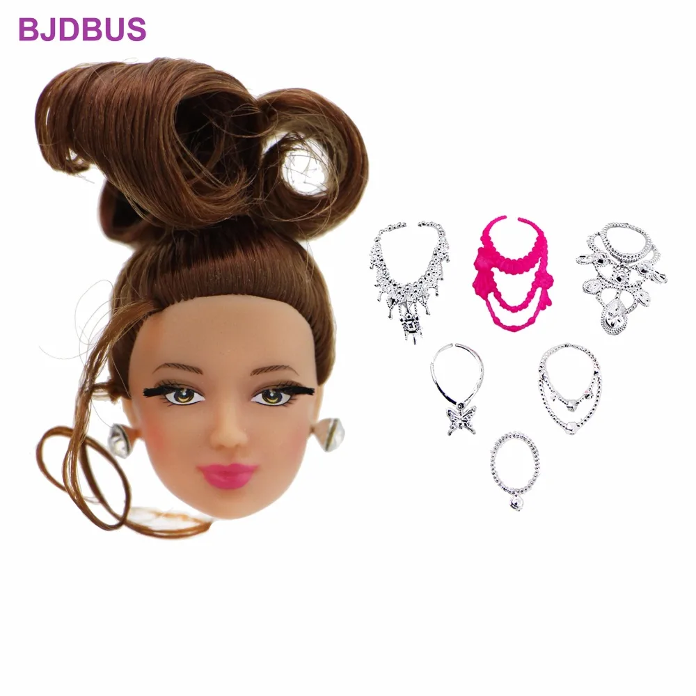 8 Pcs 1x Fashion Doll Head Curly Hair Special Hairstyle Eyelash 