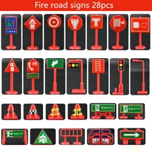 Traffic light Signs Model Toy 28pcs lot DIY Mini Signpost Traffic Scene Educational Toys Cheap Car
