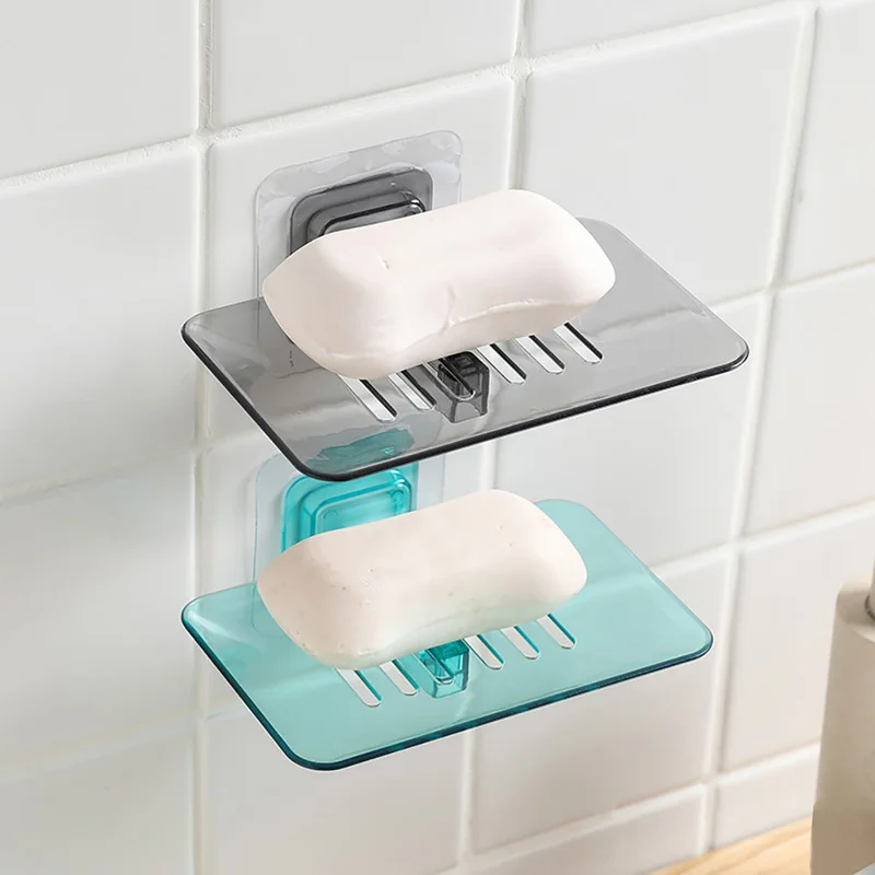 Soap Dish Bathroom Storage Rack Plate Soap Dish Holder Suction Cup Soap Box Crate Shelf Wall Tableware Basket Accessories