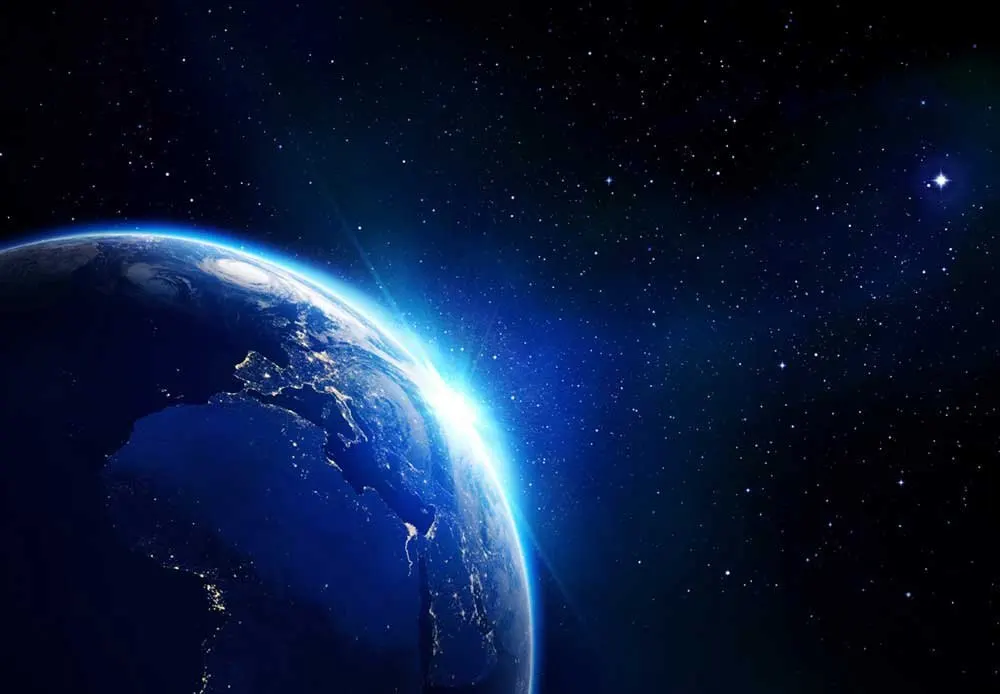 111 Shining Blue Earth in Universe Viewed from Outer Space