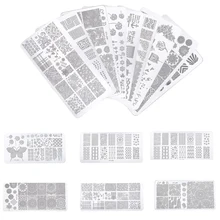 Последний 1 шт. 120x60x0,4 мм из нержавеющей стали смешанный принт для ногтей штамповка трафареты с изображениями трафареты щипчики для бровей инструмент для маникюра