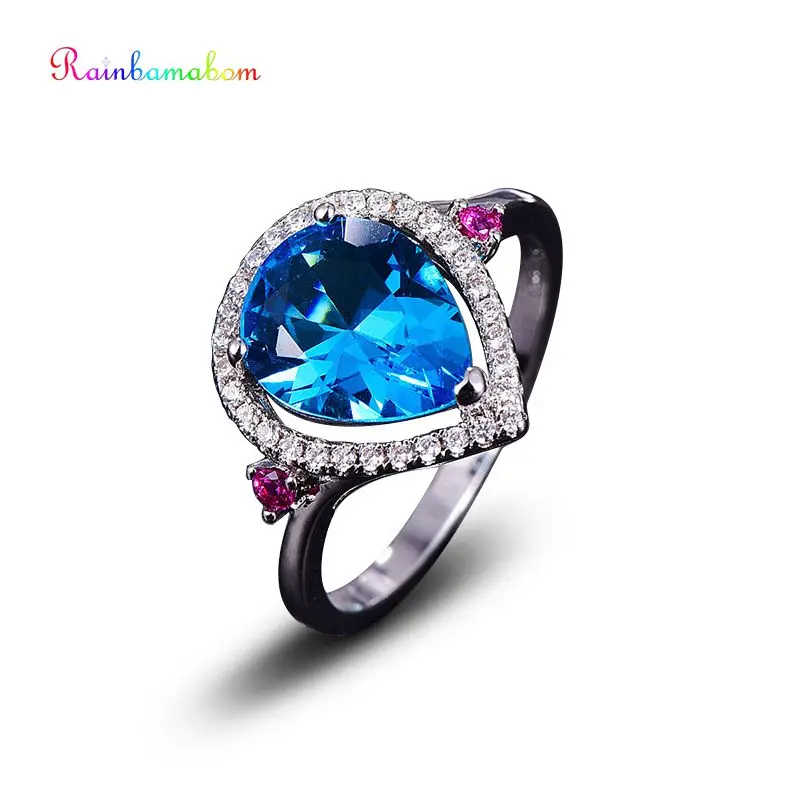 

Rainbamabom 925 Sterling Silver Created Moissanite Gemstone Wedding Engagement Cocktaill White Gold Ring Jewelry Wholesale