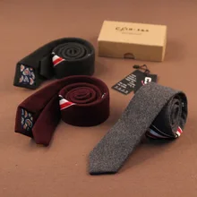 Мужские галстуки Новое поступление Высококачественная тканая шерсть галстук мужской 6 см Тонкий облегающий узкий Corbata полосатый галстук кашемир Gravata