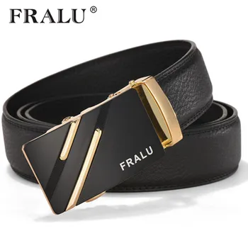 

FRALU famous brand genuine leather belt men automatic buckle strap male wedding jeans luxury designer ceinture homme