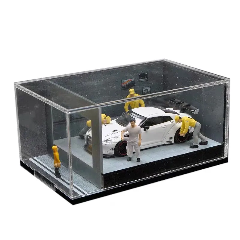 1: 64 весы Diorama маленький мальчик за окном парковка металлическая автомойка