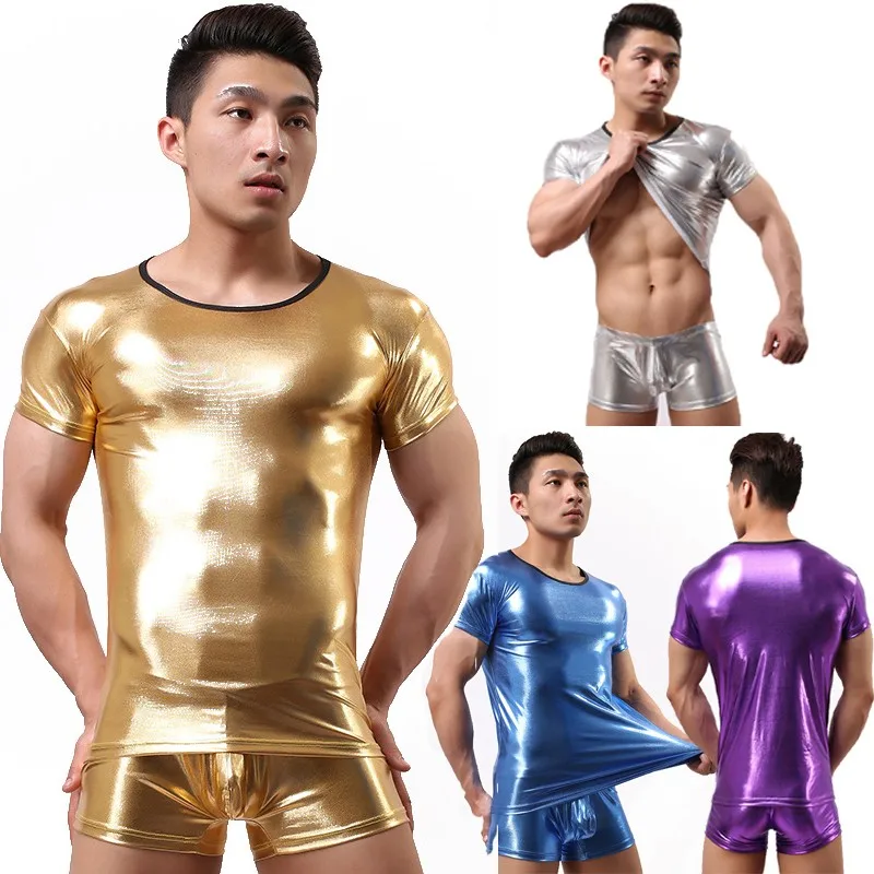 Wholesale-4-Color-Nice-Faux-Leather-Latex-Mens-Teddy-Bodysuit-Shiny-Wetlook-Elastic-Undershirt-Lingerie-Gay