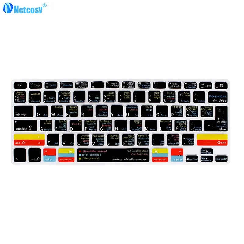 Netcosy испанская клавиатура для Macbook Pro A1278 Air 13 Ableton Final Cut Pro X фотошоп резиновая крышка