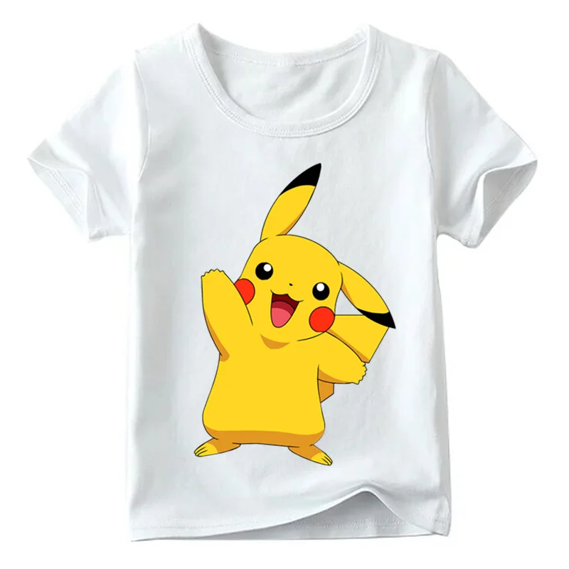 Детская забавная футболка с изображением покемона го Пикачу летние топы с рисунками для маленьких мальчиков и девочек, детская Повседневная Удобная футболка ooo2080