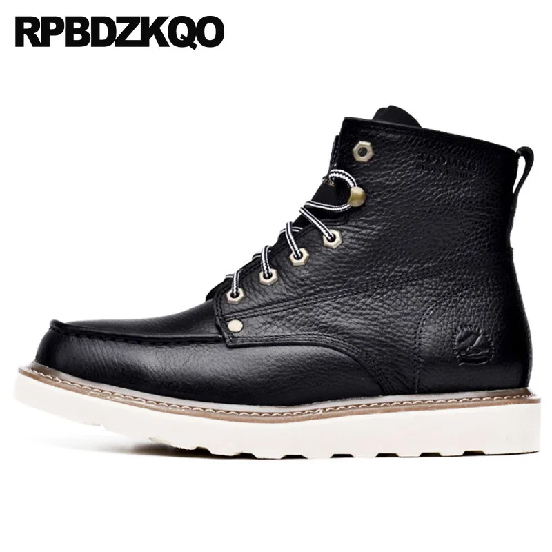 

Safety Full Grain Leather Short Red Vintage Genuine Booties Working Designer Work Boots Durable Yellow Men's Shoes Ankle Lace Up