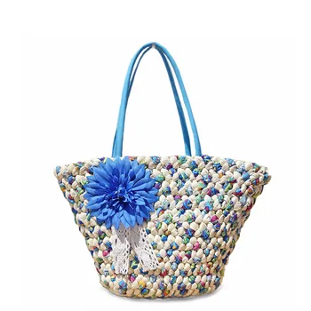 

Farmhouse style Flower Straw Women Summer Beach Bag Woven Tote Design Bag Large capacity Shoulder Bag Handbag Seaside Holiday