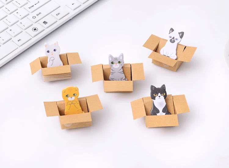 5 шт/лот 3D Kawaii блокнот для заметок кот собака коробка стикер блокнот милый мультфильм мини-наклейка планировщик Закладка памятки листы подарок