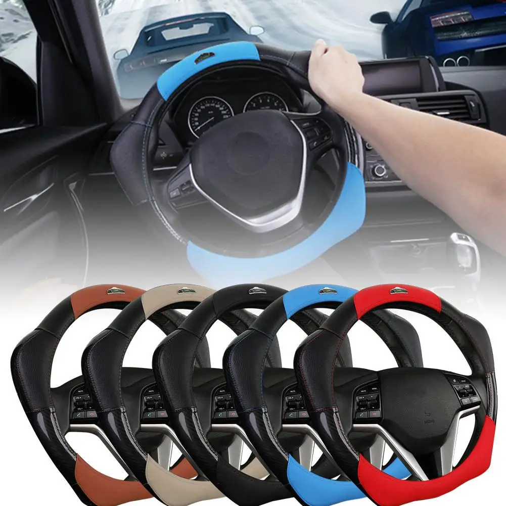 

Leather Steering Wheel Cover Car Styling Handlebar Braid Sport Style Car Covers 36cm/14inch Universal Auto Funda Accessories