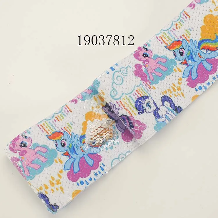 19037812 Новинка 5 ys " 75 мм мультфильм в Размер блесток ленты напечатаны my little pony - Color: 19037812
