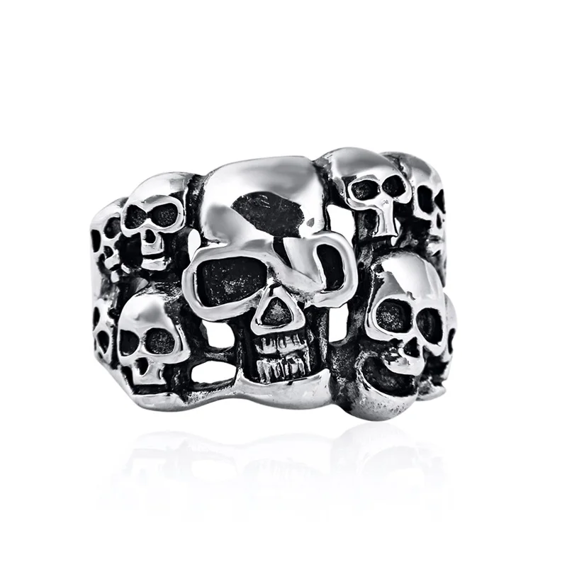 

Men's Huge Gothic Punk Biker Motorbike Motorcycle Rider 316L Stainless Steel Skull Knuckle Ring Halloween Prop Wholesale