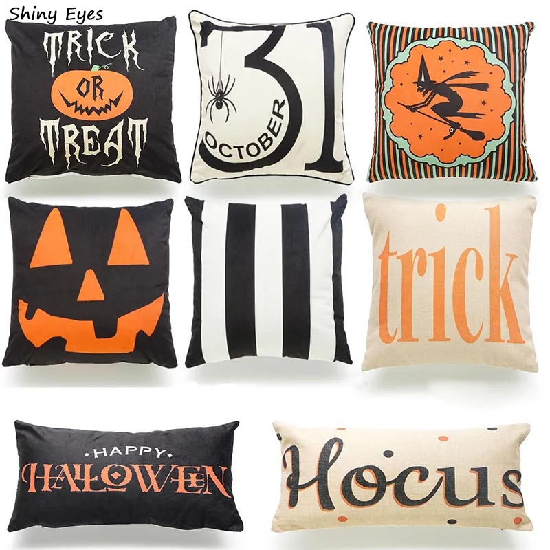 

Shiny Eyes 45x45cm Halloween Trick Treat Pumpkin Print Throw Pillow Cover Cushion Case Pillow Cover Cushion Cover Decoration
