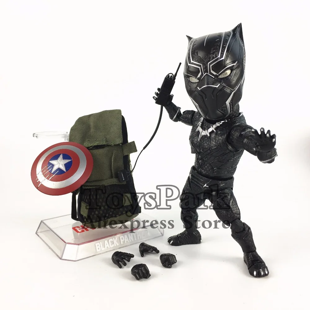 Дешево ToysPark Marvel Beast Kingdom Черная пантера милые Q 18 см фигурку Яйцо атаки EAA 033 Капитан Америка Гражданская война кукла игрушка в подарок
