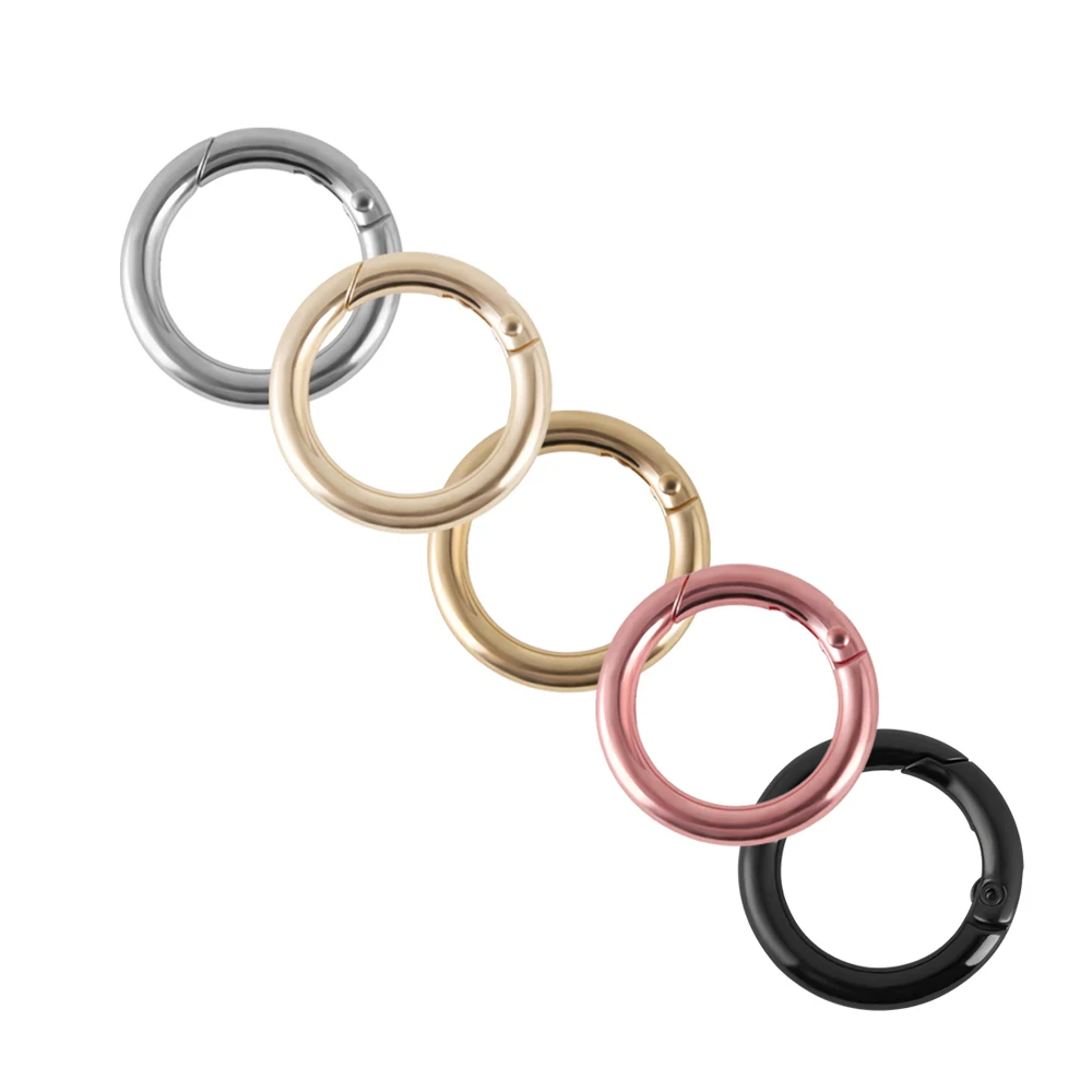 

5PC Portable Silver Circle Round Carabiner Spring Snap Clips Hook Keychain Keyring Backpack Buckle Key Chains Accessorires
