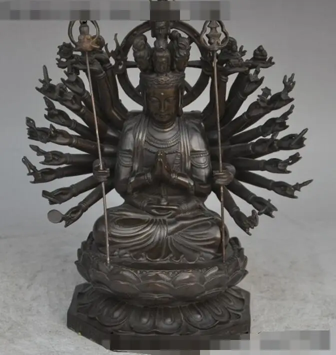 

S01755 10"tibet buddhism fane bronze 1000 arm Kwan-Yin Bodhisattva phurpa buddha statue (B0328)