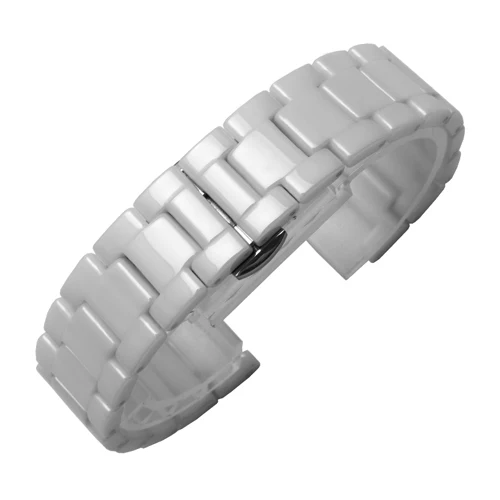 Жемчужный керамический ремешок для часов 16*9 мм 20*11 мм вогнутый интерфейс сменная деталь из керамики браслет черный белый браслет - Цвет ремешка: White