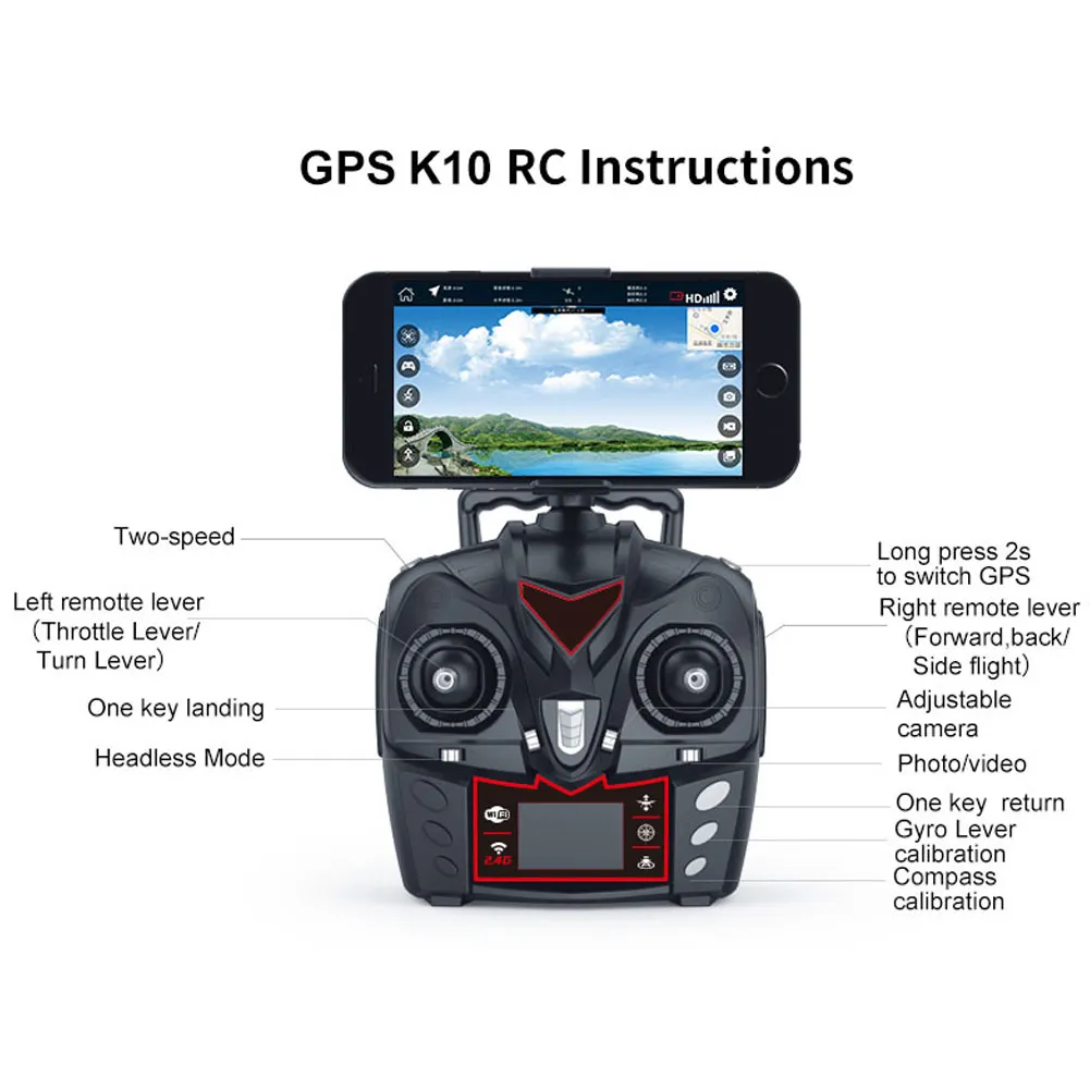 K10 gps Дрон Wi-Fi FPV Дрон Регулируемый HD ESC камера широкий угол Высота удержания Квадрокоптер Дрон