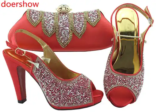 coral shoes and bag
