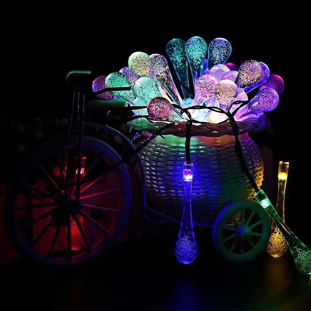 30 LED Solar Powered Water Drop String Lights LED Fairy ...