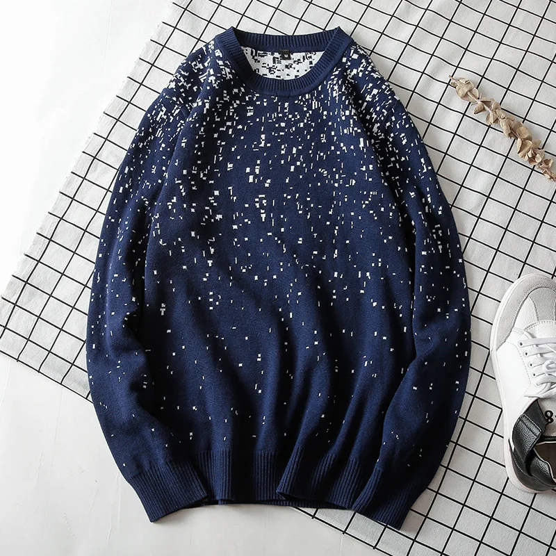 Mens Sweaters Pullover O-Neck Men Cotton Long Sleeve Casual Standard Dot Thin Wool Sweater Autumn New Arrival