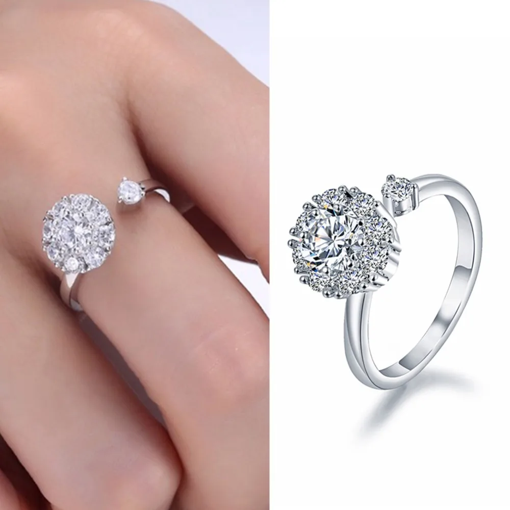 Super Fashion Trend Rotatable Zircon Rings Adjustable Ring Gift Women