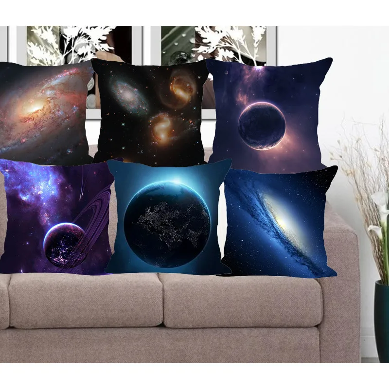 

Pillow Case Galaxy Cushion Cover Planet Linen/Cotton sofa chair seat Car Sofa 45*45CM Cushion Home Decorative Throw pillow Cover