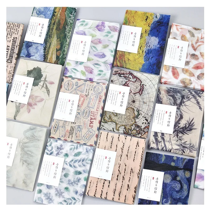 

3 Envelopes & Sealing Stickers/Pack Creative Retro Watercolor Series Parchment Paper Envelope Gift Korean Stationery