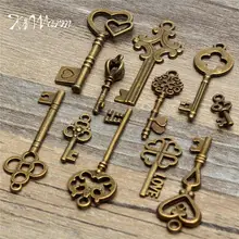 Juego de 11 Uds KiWarm de diseño antiguo con aspecto antiguo y diseño de esqueleto de bronce con diseño de corazón y lazo para decoración DIY Artesanía de metal