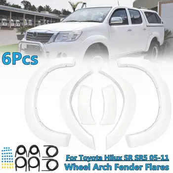 

6Pcs Guards Wheel Arch For Fender Flares Wheel Eyebrow Protector Mudguards For Toyota Hilux SR SR5 2005 2006 2007 08 09 10 2011
